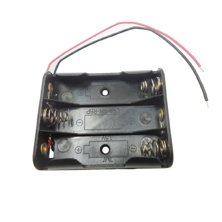 01913 Aax3 Battery Holder – Black Plastic Housing With Integrated Wire Leads 1