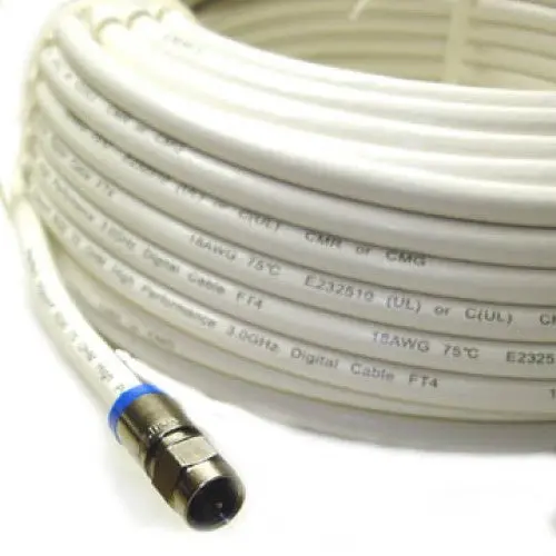 02162 Rg6U Coaxial Video Cable – F-Type Male-To-Male, 50 Feet, White Jacket 1