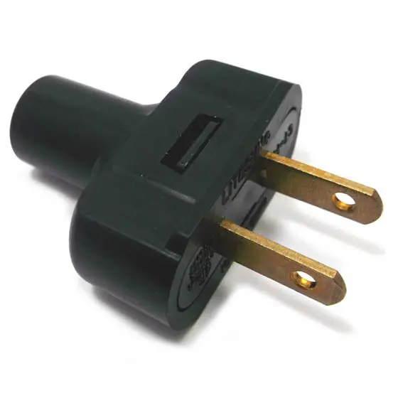 02633 – Non-Polarized 2-Pin Ac Plug, 15A, 125V, Black Rubber Housing, Chassis-Mount Style 1