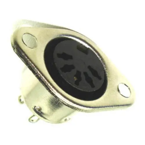 045-0214 – 3-Pin Din Jack, Chassis-Mount Metal, 5-Hole Mounting, 3-Wire Configuration 1