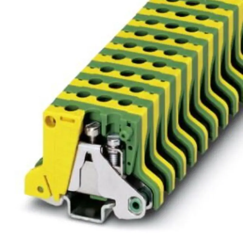 0452027 – Modular Grounding Terminal Block, Din Rail Mount, 15Mm Width, Accepts 12–24 Awg, Green/Yellow Marked 1