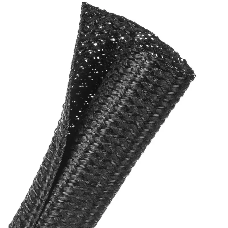 1/2" Black Self-Wrapping Braided Sleeving – 10 Ft Polyethylene F6 Woven Cable Protection 1