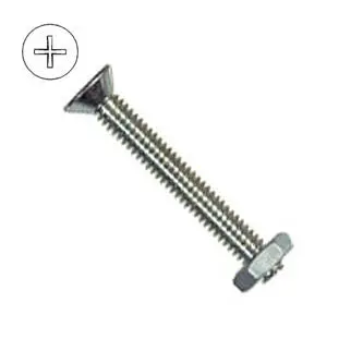 1/4-20 × 2 Inch Metal Screw Set – Phillips Flat Head With Hex Nut, 3-Piece Pack 1