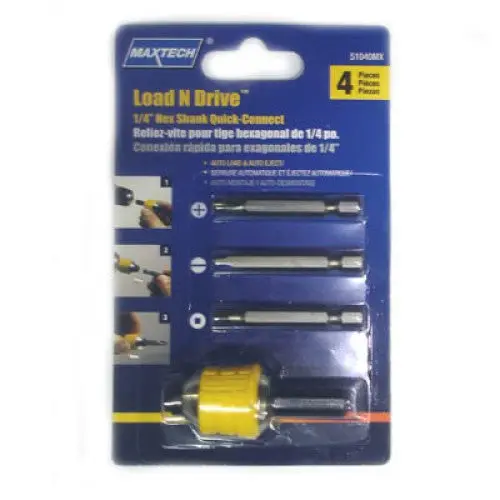1/4-Inch Drill Chuck Compatible With 3/8" And 1/2" Drives – Includes 4 Drill Bits (51040Mx) 1