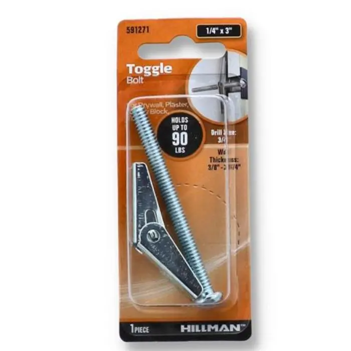 1/4" X 2" Toggle Bolt – Supports Up To 90 Lbs 1
