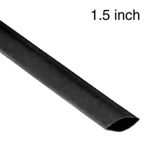 1.5 In Heat-Shrink Tubing – 4 Ft Length, 3:1 Shrink Ratio, Black, Semi-Rigid 1