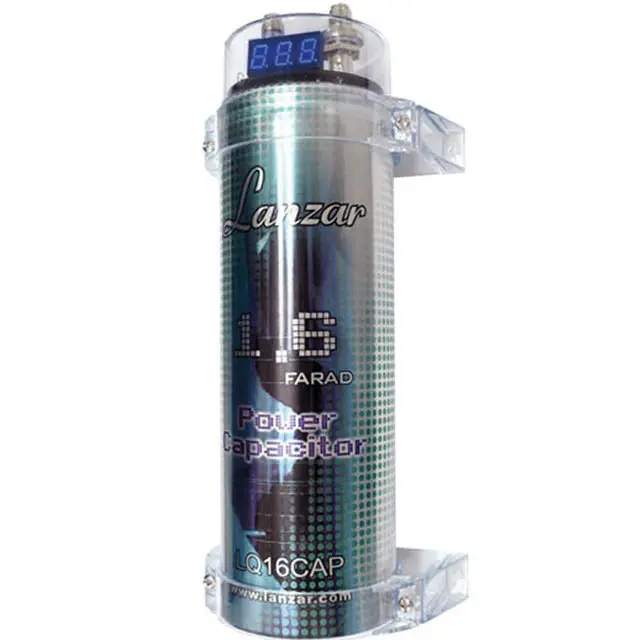 1.6-Farad Car Audio Capacitor – 20–24V Surge Protection With Digital Voltage Readout (3.2″ × 8.86″) 1