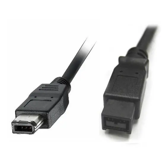 10-Foot Black Firewire Cable – 9-Pin To 6-Pin, Shielded For Reliable Connectivity 1