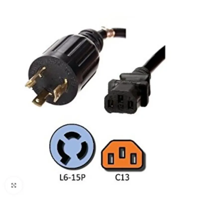 10-Foot Locking Power Cable – Nema L6-15P To Female C13, 3/14" Sjt 1