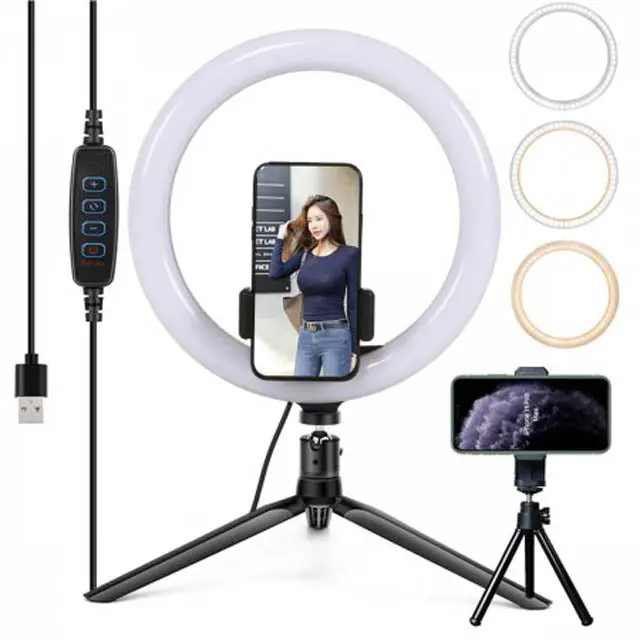 10-Inch Selfie Ring Light Kit – Includes Two Phone Holders And Tripod Stands 1