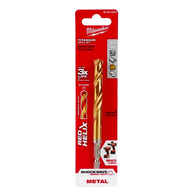 10Mm Titanium-Coated Shockwave Drill Bit – Red Helix For Metal 1