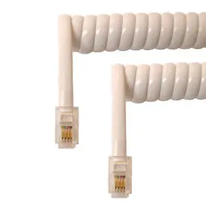12-Foot Curly White 4P4C Modular Cord – Male To Male 1