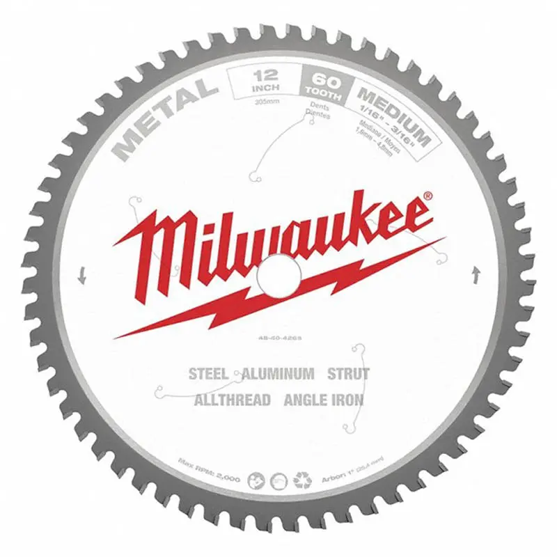 12" Metal-Cutting Saw Blade – 60 Teeth, 1" Arbor For Steel And Aluminum 1