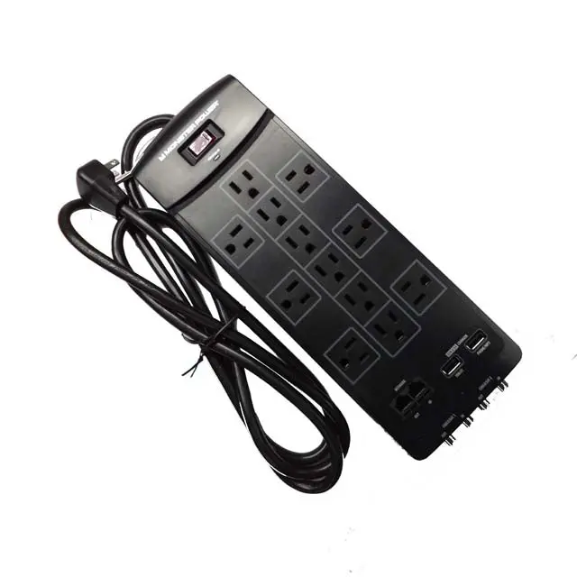 12-Outlet Heavy-Duty Power Strip — 6-Foot Cord, Dual 2.1A Usb Ports, 2160-Joule Surge Protection, Rotating Plug 1