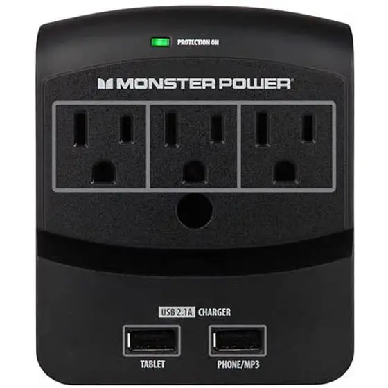 121864-00 3-Outlet Wall Tap With Surge Protection – 540-Joule Rating, Dual Usb Ports (2.1A) 1
