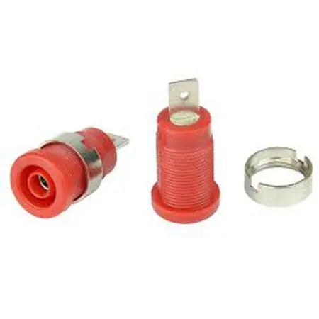 12740009 Standard Red Banana Jack – Chrome-Finished, Solid Plastic Housing 1