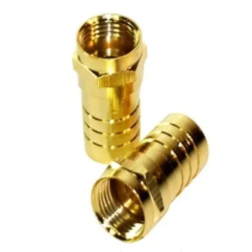 1278-0282 Gold-Plated Crimp F-Plug For Rg6 Quad-Shield Cable (10-Pack) 1