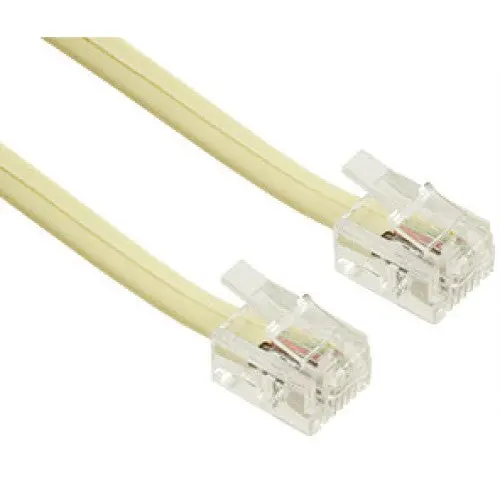 1279-0336 6P4C Modular Cable – Male-To-Male, 25 Feet, White 1