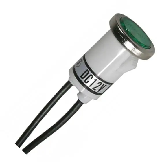 12Mm Green 12V Incandescent Indicator With Snap-In Mount And Dual Wire Leads (50Ma) 1