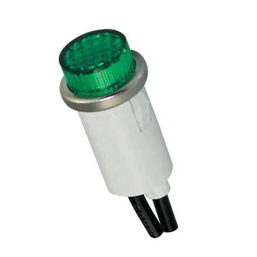 12Mm Green 250V Neon Indicator Lamp Featuring Snap-In Installation And Flat Dome Lens 1