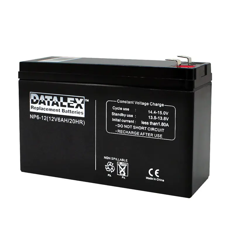 12V 6 Ah Sealed Lead-Acid Battery – Quick-Connect Terminals, Dimensions: 5.95" × 2" × 3.7" 1