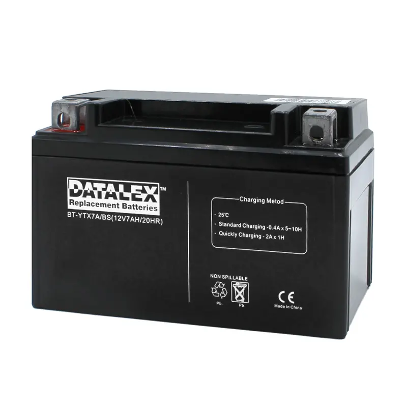 12V 7Ah Motorcycle Battery – Lead-Acid, 5.90" × 3.38" × 3.70" 1