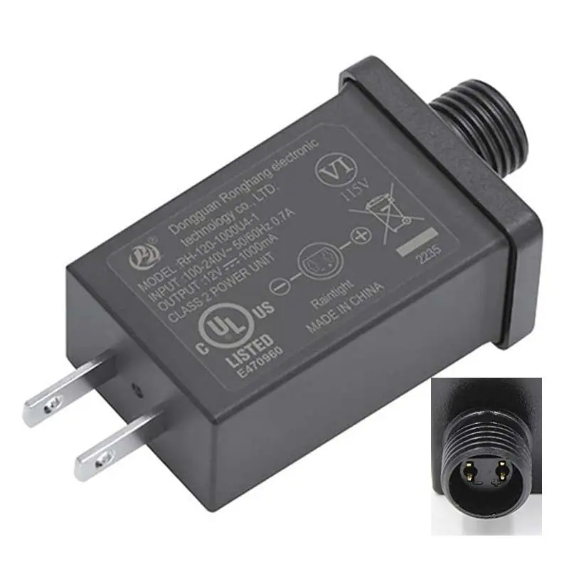 12V Dc Led Power Supply – 1A, Ip44 Rated, Class 2, For String Lights 1