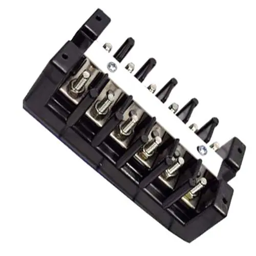1506 Terminal Block – 6-Pole, Flush-Mount Dual-Row Design, #10-32 Screw Terminals, Supports 16–10 Awg Wires, 75A/600V Rating, 15.88Mm Pitch 1