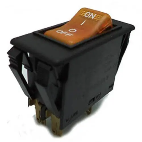 15A Illuminated Rocker Circuit Breaker – 250Vac, Snap-In, 2-Pole, Amber Actuator 1