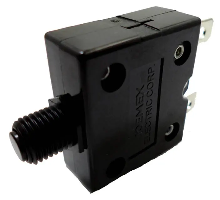 15A Push-Button Circuit Breaker – 250Vac, Single-Pole, 9.5Mm Diameter, Quick-Connect Terminals 1