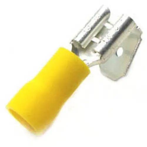 160463-2008 Yellow Piggyback Quick Disconnect, 0.25 In (6.35 Mm), 10–12 Awg, 0.8 Mm Thickness, 8-Pack 1