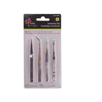 16592 Heavy-Duty Metal Tweezer Set – 5-Inch, 4-Piece Professional Kit 1