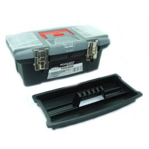 187014 Portable Plastic Tool Case: Empty 14-Inch Black Storage Box 1