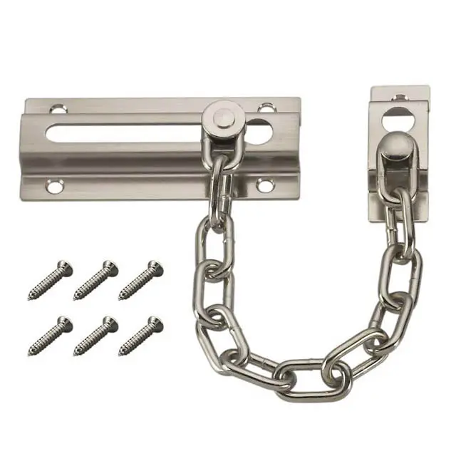 191528 Nickel-Plated 4.25-Inch Chain Door Guard – Adjustable Indoor Security Barrier 1