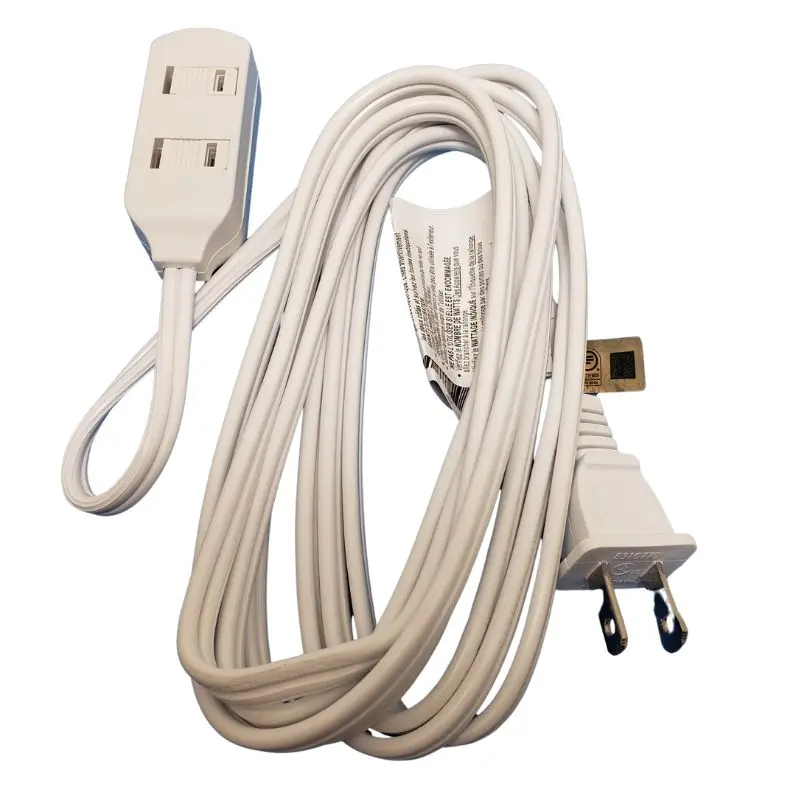 2-Pack 9-Foot 3-Outlet White Extension Cord – 16 Awg, Spt-2 Rated, 13A/125V 1