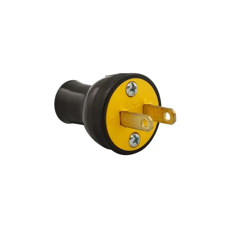 2-Pin Ac Power Plug – 15A, 125V, Black Rubber Housing 1