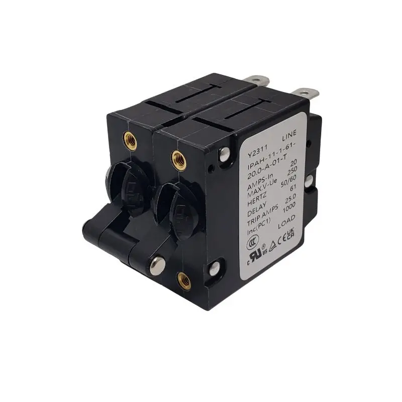 20A 2-Pole Toggle Circuit Breaker – 250 Vac, Quick-Connect Terminals, 2P1T Configuration 1
