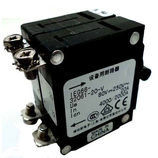 20A Toggle Circuit Breaker – 250Vac, 2-Pole, Chassis Mount, 15Mm Diameter, Screw Terminals 1