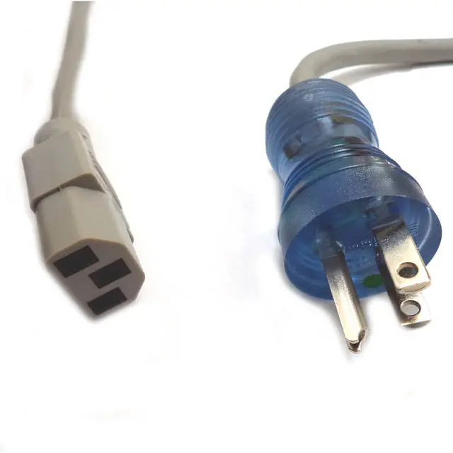 222411 Hospital-Grade 3/18 Awg Sjt Grey Instrument Cord – 8 Feet, Nema 5-15P To C13 Female 1