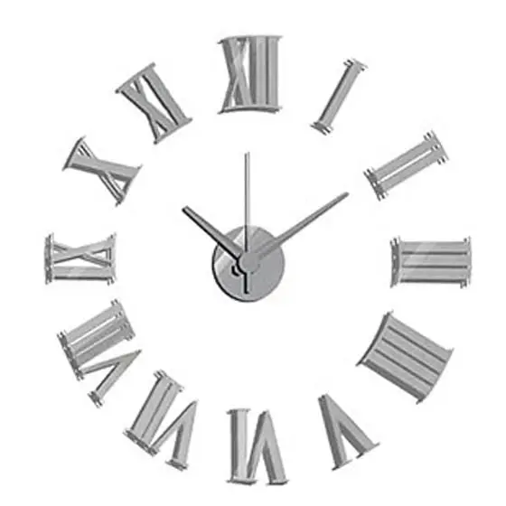 24-Inch Silver Roman Numeral Wall Clock – Sleek Metallic Finish, Battery Operated 1