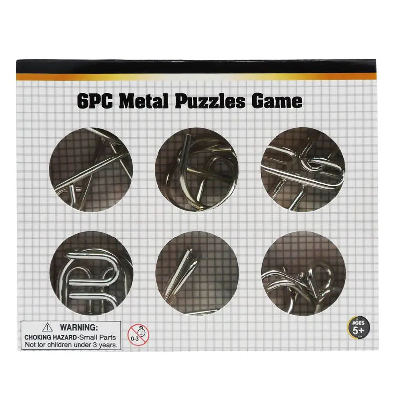 2471 — Set Of 6 Metal Brain Teaser Puzzles, Challenging Wire & Disentanglement Logic Games 1