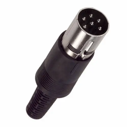 25-260-1 – 6-Pin Din Male Inline Connector In Matte Black Plastic Housing 1