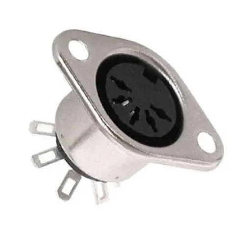 25-350-1 – 5-Pin Din Female Chassis-Mount Connector With 180° Angle And Durable Metal Housing 1