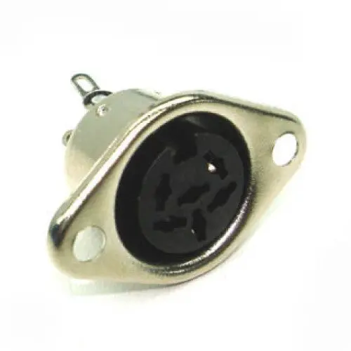 25-360-1 – 6-Pin Din Female Chassis-Mount Connector With Rugged Metal Enclosure 1