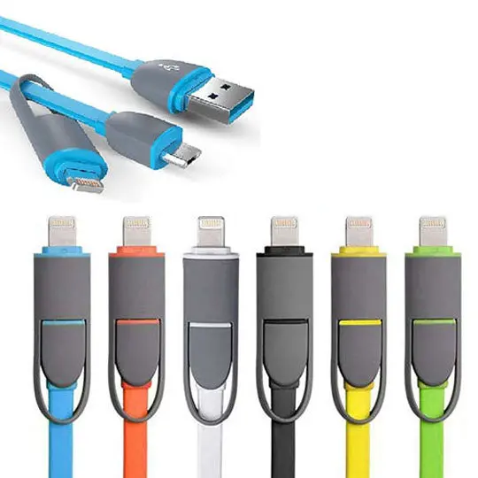 3.3-Foot Dual-Connector Usb Cable – Lightning (8P) + Micro-B, Assorted Colors (Model Ca-2533Bc) 1