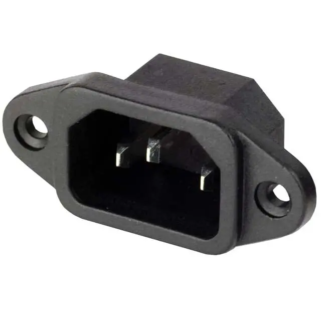 31-045-1 – Heavy-Duty 3-Pin Ac Plug, 15A, 250V, Chassis-Mountable Black Plastic Housing With Flange 1