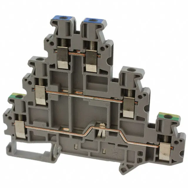 3214291 – Three-Tier Din Rail Feed-Through Terminal Block With Six Screw Terminals, Industrial Grade 1