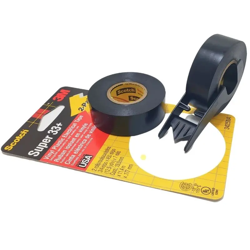 3425Na All-Weather Black Tape – 3/4" × 38Ft With Dispenser, 2-Pack 1
