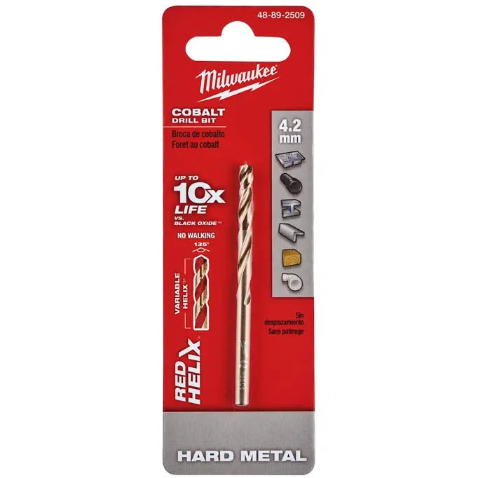 4.2 Mm Cobalt Steel Drill Bit — Red Helix Design For Hard Metal Applications (Model 48-89-2509) 1