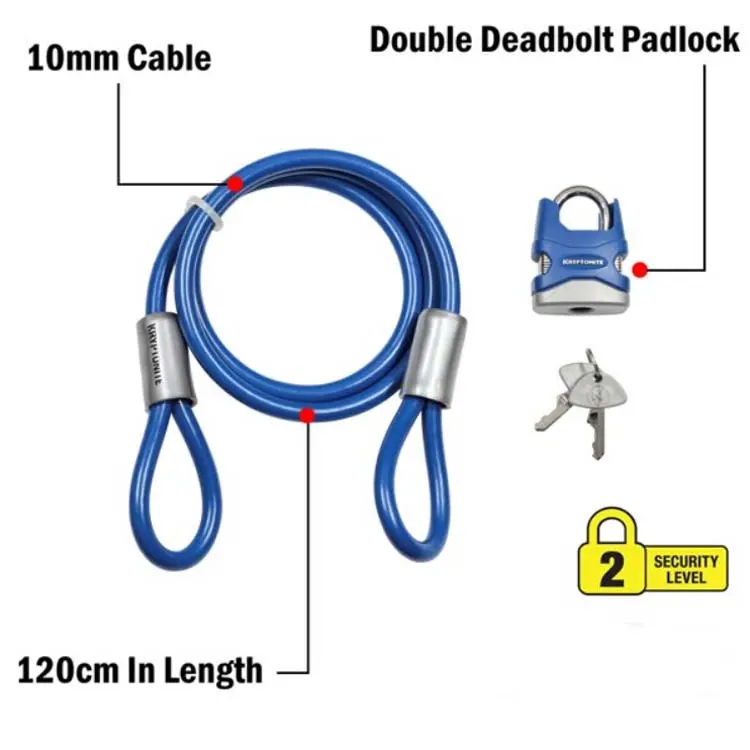 4-Foot Braided Steel Bike Lock – Combination Cable Lock With Integrated Padlock 1
